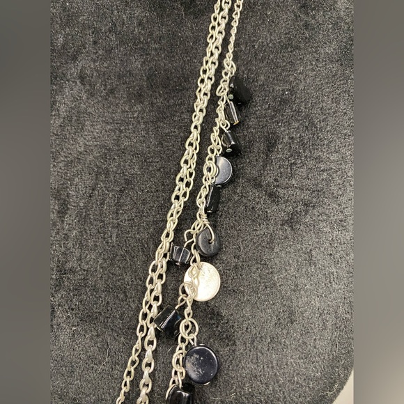 Layered Silver in Color and Beaded Necklace - Picture 2 of 5